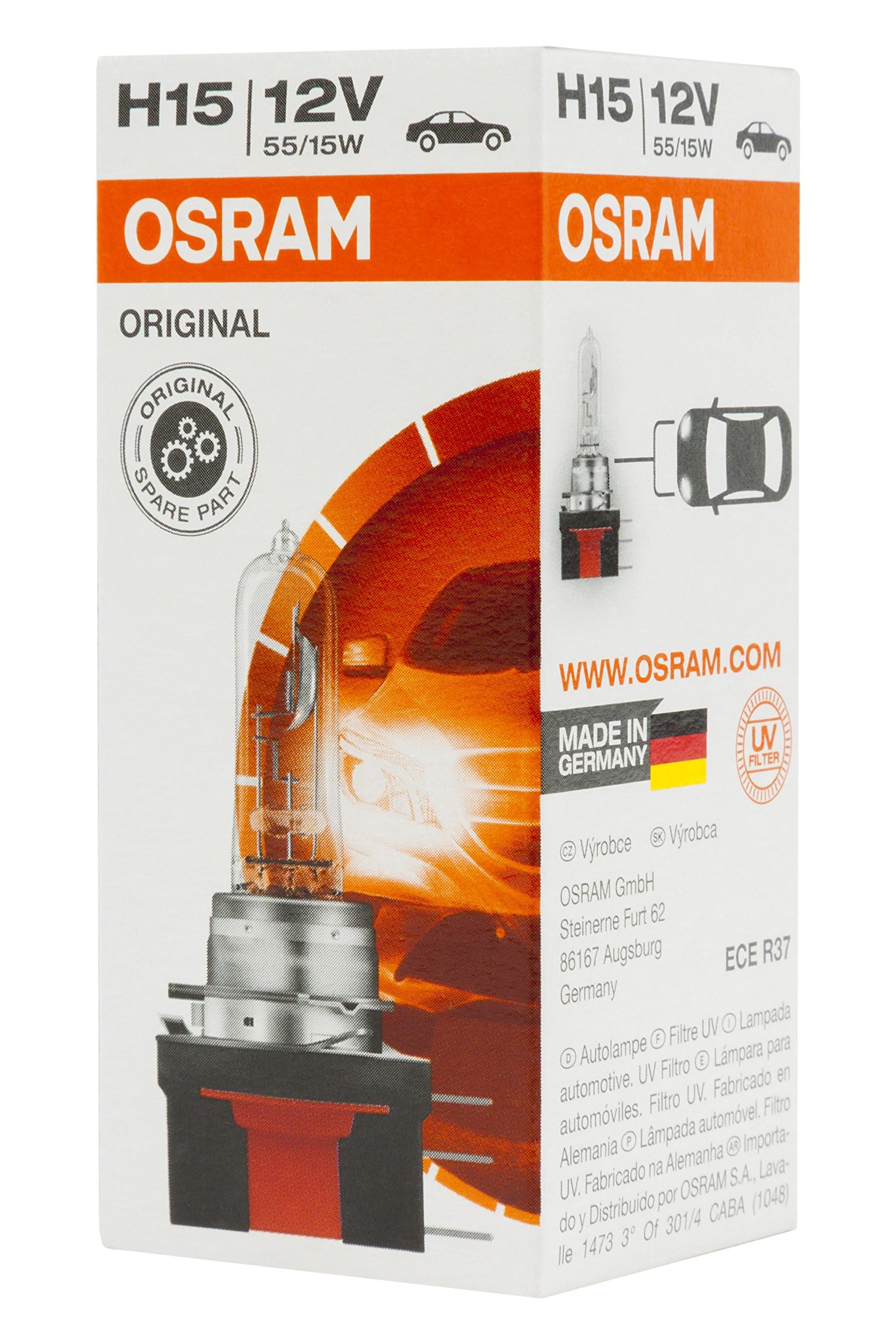 OSRAM Original 12V H15 halogen headlamp bulb 64176 1 piece in folding box