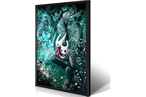 XIXAY Hollow Knight Wall Art, Hornet And Knight Resting Poster, 8x10 Inch Black Frame Cool Gaming Canvas Print, Teen Boys Game Room Wall Decor For Gamer Bedroom Living Room Ready To Hang