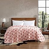 Wrangler - Twin Size Blanket, Super Soft & Reversible Plush Fleece Bedding, Throw Blanket for Couch or Bed (Steer Head Peach)