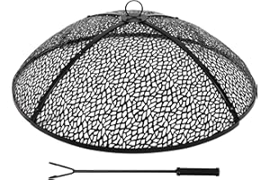 REDCAMP 30Inch Fire Pit Spark Screen, Collapsible Fire Pit Screen Round with Handle, Heavy Duty Iron Fire Pit Cover Mesh Round Replacement Firepit Screens Easy Opening for Outdoor Patio Backyard