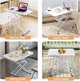 Warmiehomy Adjustable Height Folding Side Table, Portable Laptop Desk - White view 8
