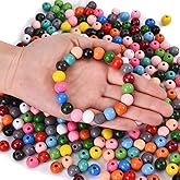 400PCS 12mm 20 Colors Colorful Round Wooden Beads for Craft Home Party Festival Decoration (Mixed Color 12mm)