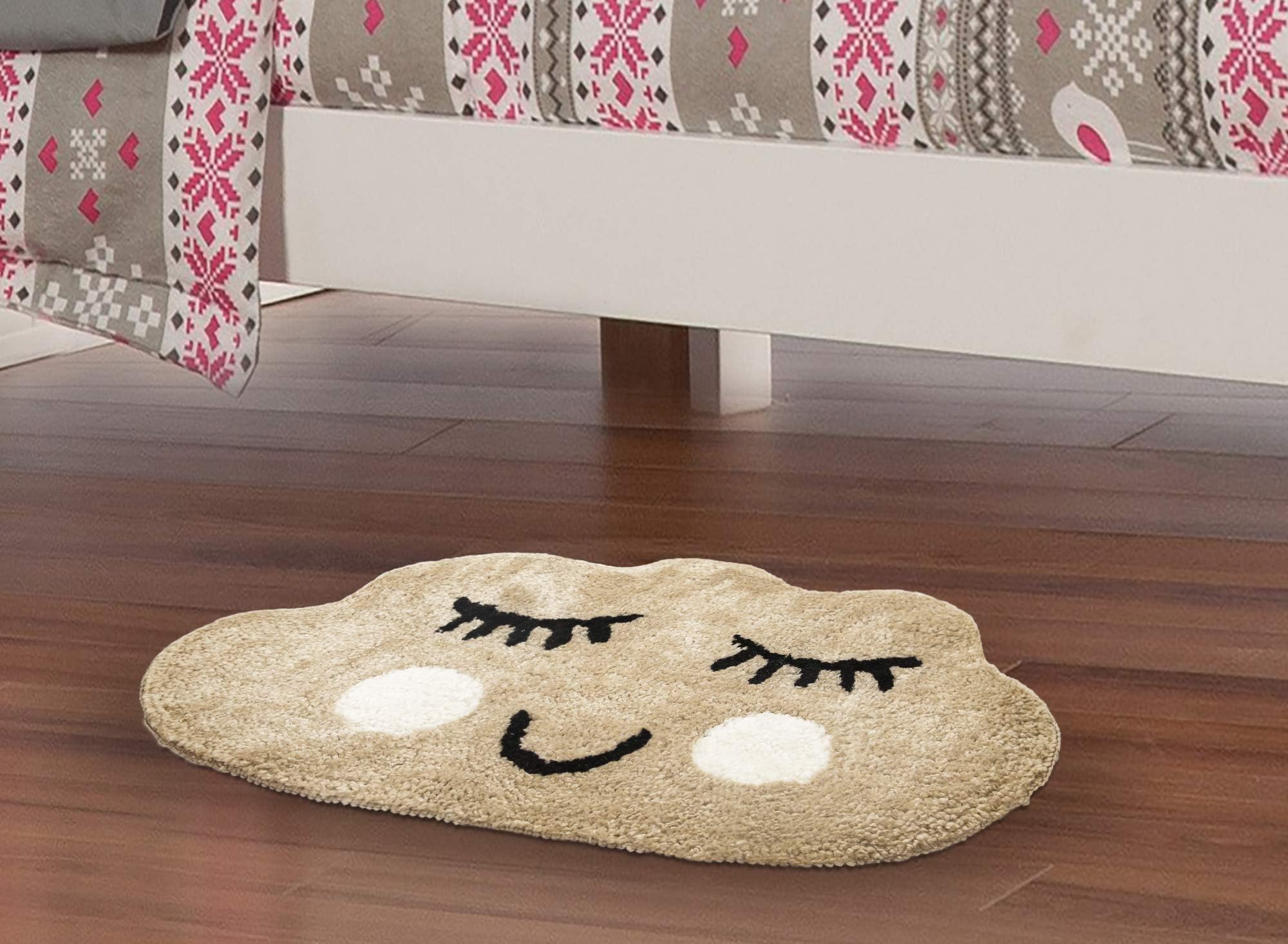 Urban Hues Kid's Cartoon Theme Special Beige Cloud Design Shaggy doormat/Rugs-1pc