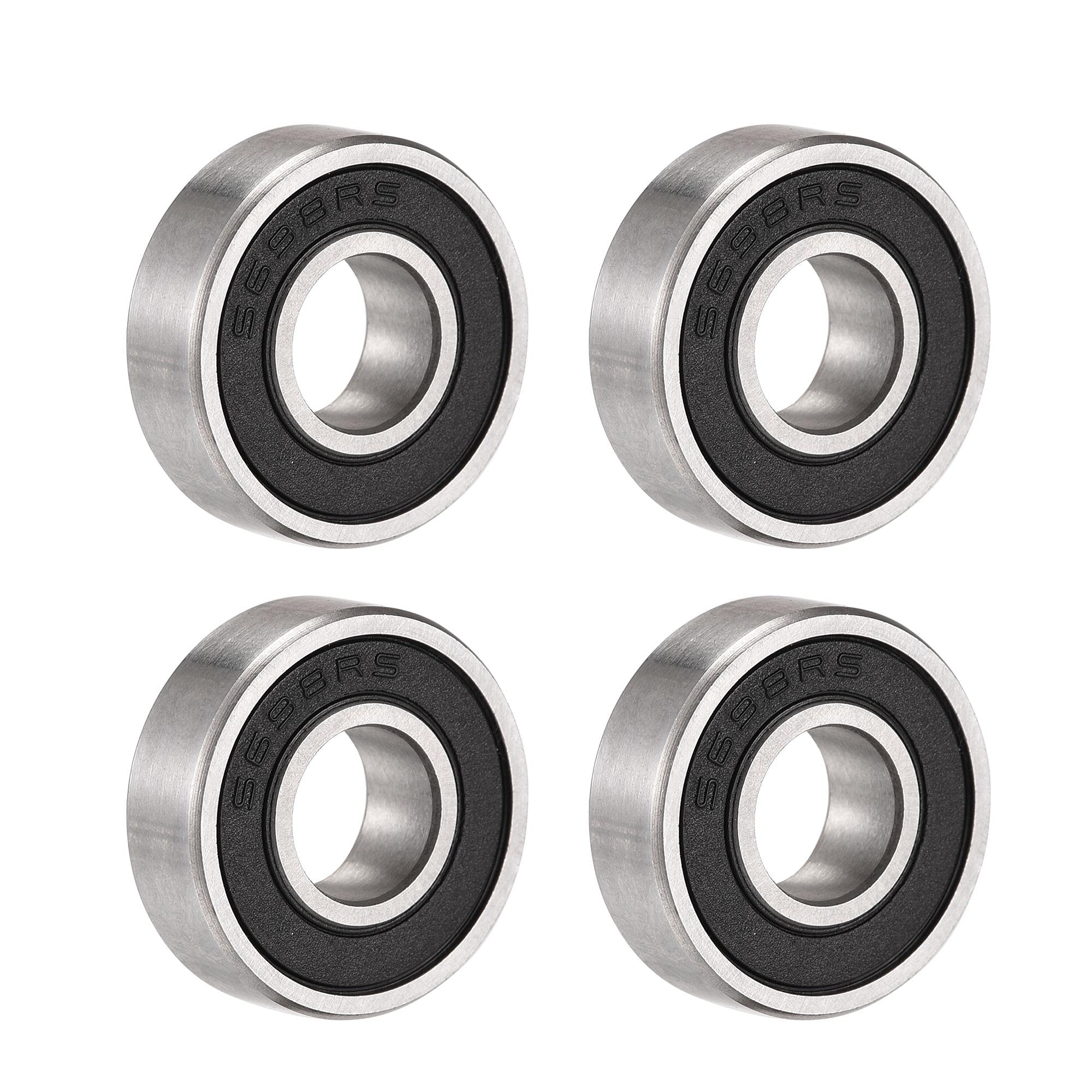 sourcing map S698-2RS Stainless Steel Ball Bearing 8mmx19mmx6mm Double Sealed Bearings 4 Pcs