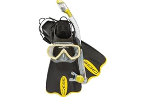 Cressi Light Weight Premium Travel Snorkel Set for All Ages- Adjustable Fins + Silicone Mask + Dry Snorkel - Palau SAF Set: Made in Italy
