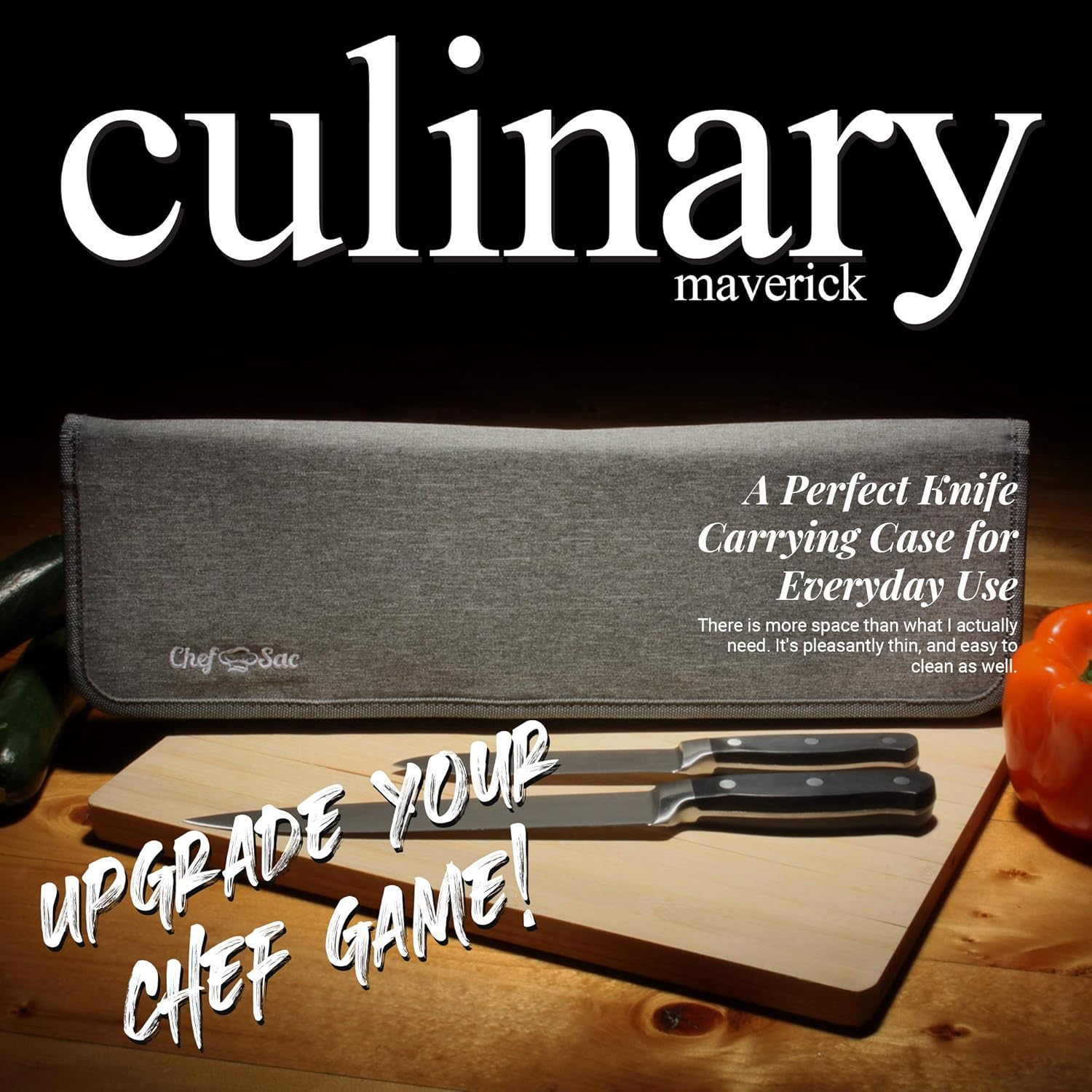 Chef Knife Bag Travel Folder Knife Case | 4 Pockets for Knives & Kitchen Tools | Special Slot for Honing Rod | Camp Chef Accessories | Durable Knife Holder for Chefs & Culinary Students (Heather Grey): Kitchen & Dining