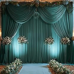 8 Panels Hunter Green Backdrop Curtains for Wedding