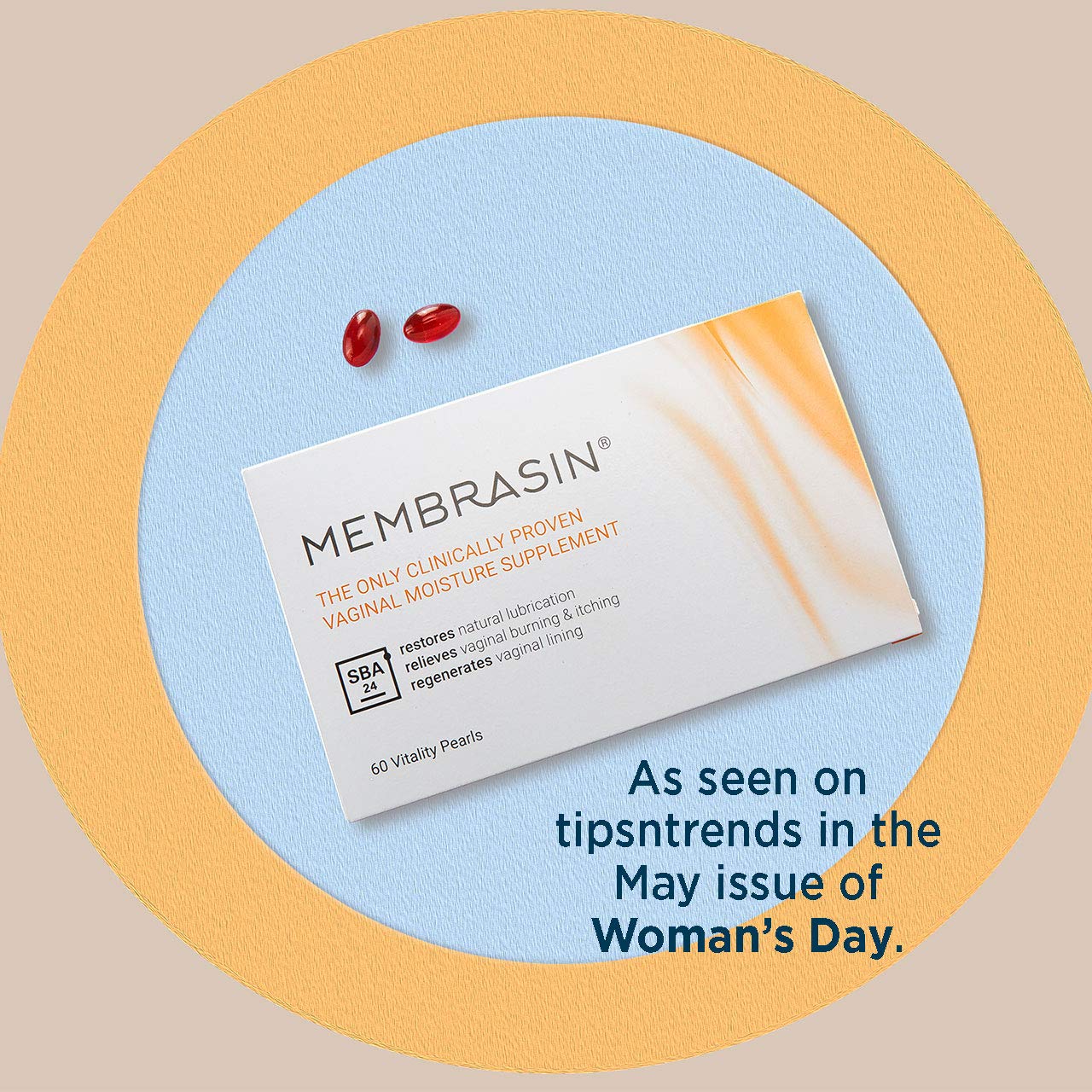 Membrasin Feminine Moisturizer Supplement for Dryness - 100% Natural Daily Take Orally Clinically Proven to Help Restore Moisture - Relieves Dry Feminine Area Burning & Itching for Women & Menopause : Beauty