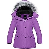 Wantdo Girl's Winter Coat Waterproof Puffer Jacket Warm Hooded Parka