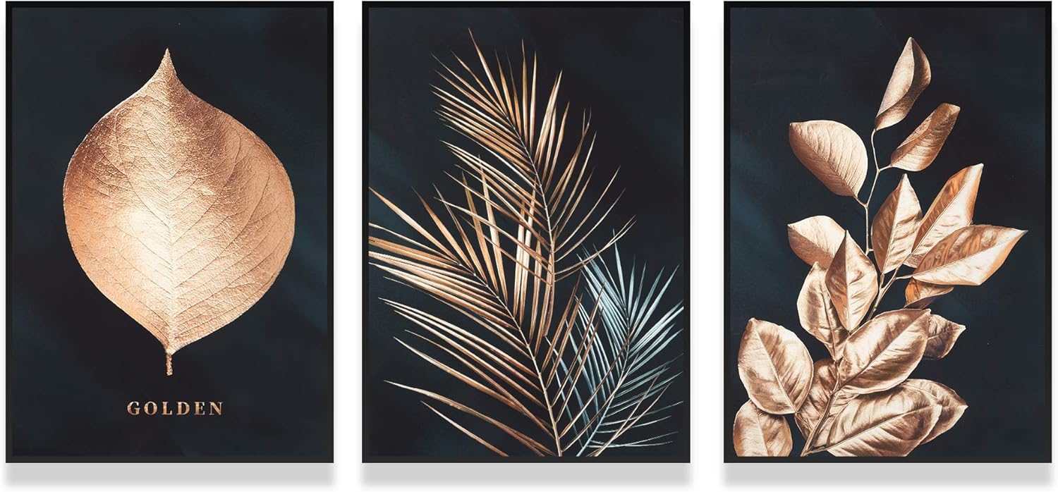 FELIMAI Gold Wall Art,Gold Wall Decor, Gold Home Decor, Suitable for Living Room, Bedroom, Kitchen Decoration(8x10 inch Unframed Canvas Wall Art 3-Set).