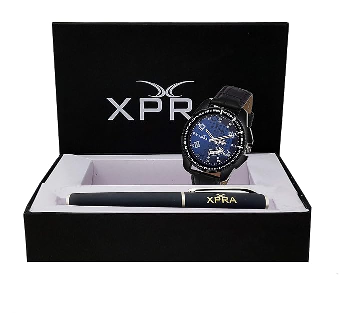 Day and Date Analogue Blue Dial Men's Watch and Metal Pen Combo