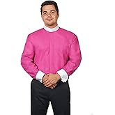 FOR HIS SERVICE Men's Full Collar Clergy Shirt Long Sleeves - Includes Banded Collar w/White Cuffs
