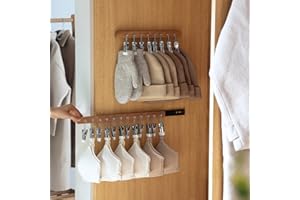 MORNITE Pull Out Hat Rack for Closet, Sliding Hooks Hanger Rack with Clips for Bras Caps Underwear Socks Scarves Gloves Handk