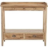 SAFAVIEH Home Collection – Peter Weathered Oak Console Table with Drawers & Shelf, Secretary-Style Storage Console, Country C