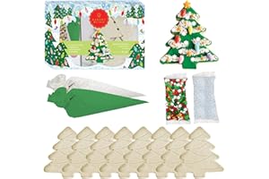 Starlight Christmas Tree Cookie Decorating Kit by Bakery Bling | 8 Pre-Baked Vanilla Cookies, White and Green Icing, Glittery Sugar, Candy Decorations, Nut-Free, Dairy-Free, Made in the USA