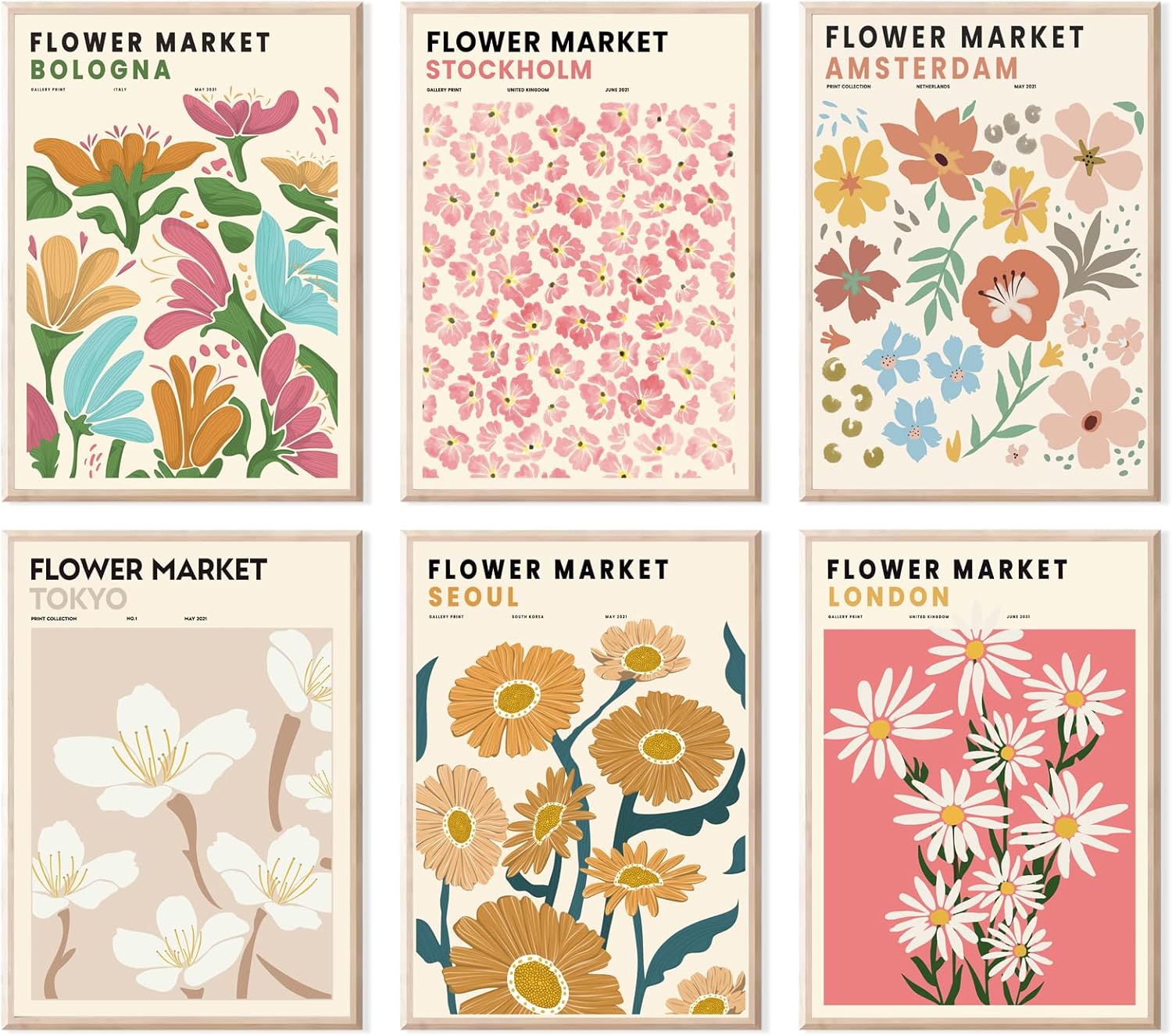 Wall Décor - Flower Market Posters, Minimalist Flower Market Wall Art Prints, Danish Pastel Room Decor Aesthetic, Vintage Matisse Posters & Flower Pictures Wall Decor, Abstract Canvas Floral Painting for Bedroom, Living Room, Dorm, Bathroom,Gallery|Unframed 8