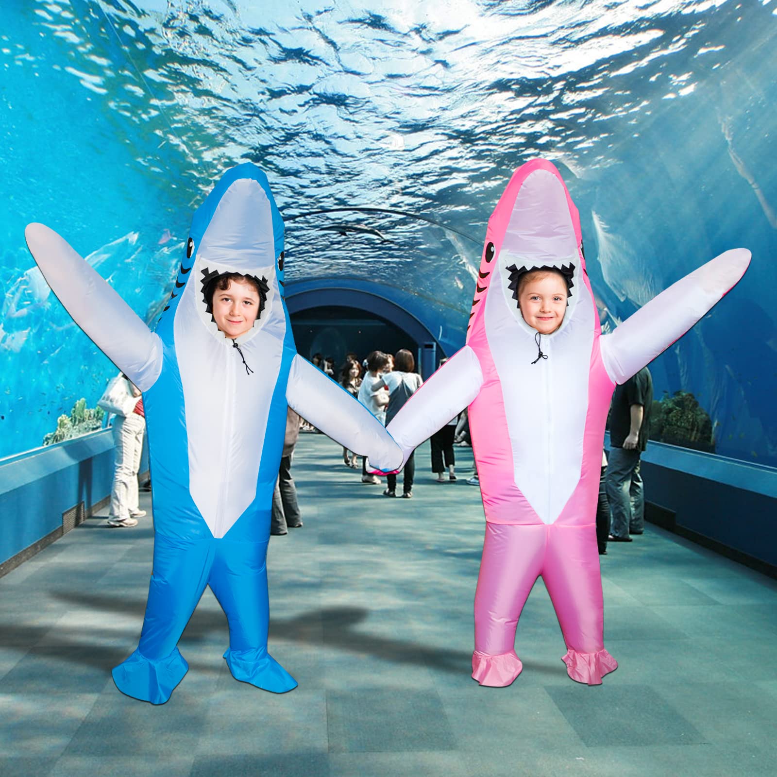 Stegosaurus Inflatable Shark Costume Kids, Halloween Shark Inflatable Costumes Funny Blow up Costume for Boys Girls