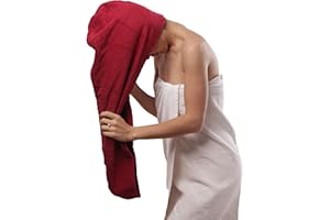 ASPEN5 Extra Large Waffle Cotton Hair Towel Wrap - 30 inches long, 400 GSM, Ultra Absorbent, Quick Dry Hair Turban for Women, Ideal for Long and Curly Hair, Perfect for Plopping (Cherry Red)