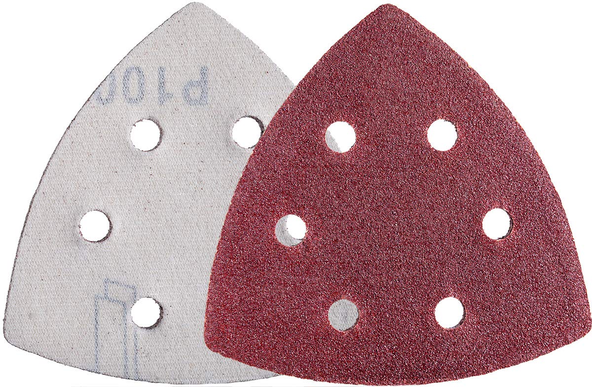 YoiYee 100 Grit Delta Sanding Sheet, Hook and Loop Triangle Sandpaper Pad, Sand Paper Disk, 6 Holes, 93 x 93 x 93mm, 20 Pack