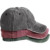 MEINICY 3 Packs Washed-Cotton Plain Baseball Cap, Vintage Adjustable Dad Hats Gift for Men/Women,Unstructured