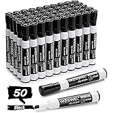 WOSWEL Dry Erase Markers Bulk, Chisel Tip, 50 Black Thick Whiteboard Markers for Teachers, Classroom, Office &amp; Home Use