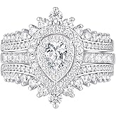 Newshe Jewellery Moissanite Wedding Rings for Women Engagement Ring Bridal Set Pear Anniversary Ring Enhancer White Gold Size
