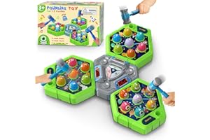 WAYKEE Whack Mole Game for Toddlers, Toys for 3-12 Year Old Boys Girls, Interactive Educational Multiplayer Toys with 3 Modes & 3 Hammers, Sound & Light, Birthday Xmas Gifts for 3 4 5 6+ Year Old Boys Girls