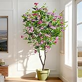 Erimda 6FT Artificial Bougainvillea Tree Artificial Tree Tall Potted Fake Bougainvillea Trees for Outdoor Indoor Lifelike Potted Faux Plants with Wood Trunk and Flowers Office Wedding Home Decor