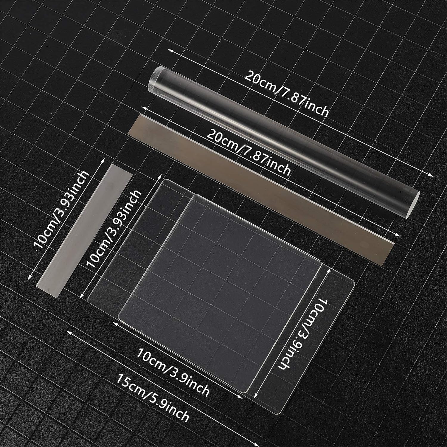 AUXSOUL 5 Pcs Acrylic Solid Clay Roller Round Tube Rolling Acrylic Roller Polymer Clay Tools Rectangle Sheet Backing Board for DIY Shaping Modelling Sculpting - Image 5