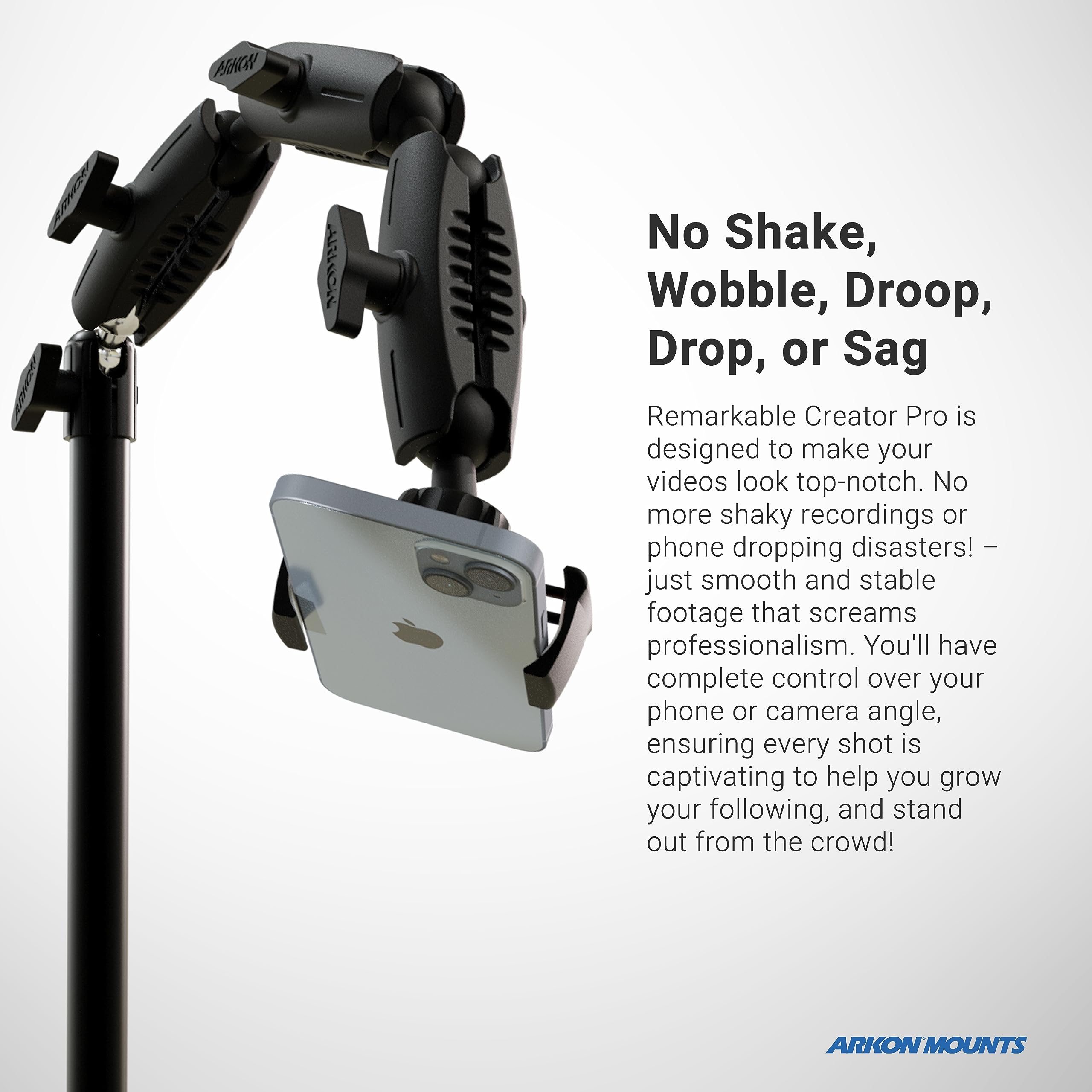 ARKON Mounts Remarkable Creator Cookie Decorator, Overhead Phone Mount & Pico Projector Mount for Video Recording, Vlogging, Cooking, Crafting, Drawing