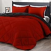 downluxe King Size Comforter Set - Red and Black King Comforter, Soft Bedding Sets for All Seasons - 3 Pieces - 1 Comforter (104"x92") and 2 Pillow Shams(20"x36")