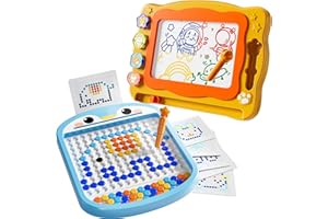 BEBY BUTY Large Magnetic Dots Board for Toddlers, 2 Pcs Magnetic Drawing Board for Kids, Magnetic Dot Art with Magnetic Pen, Preschool Education Travel Toys for Kids Boys Girls Age Toddler 3 4 5 6 7 8 Years Old