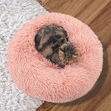 Enjamoy Plush Donut Dog Bed Calming Round Bed Pink 50cm view 6