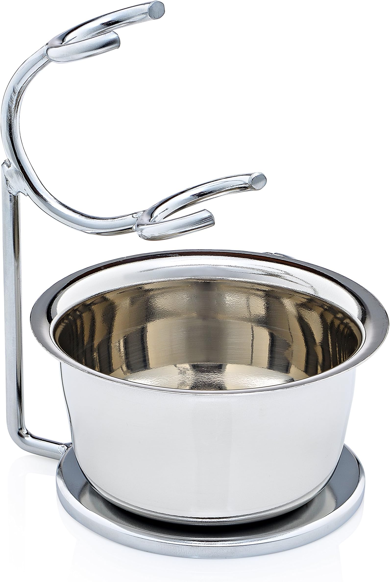 Justice Shaving Company Chrome Shaving Stand with Bowl - A Shaving Brush Stand and Shaving Bowl Should be the Centerpiece of Your Double Edge Safety Razor Shaving Kit and Badger Shaving Brush Set