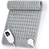 Heating Pad,Electric Heating Pad,Heating Pad for Back,Silvergray,24x12In | Heating Pad for Neck and Shoulder Abdomen Legs Hot Heated Pad,Gift for Women Men,6 Heating and Timer Setting