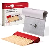 KneadAce Bench Scraper - Dough Scraper with Nesting Baker's Brush Set | Stainless Steel Dough Cutter, Nesting Design, Bread Scraper for Sourdough Pastry Baking Prep, Comfortable Grip Bench Brush