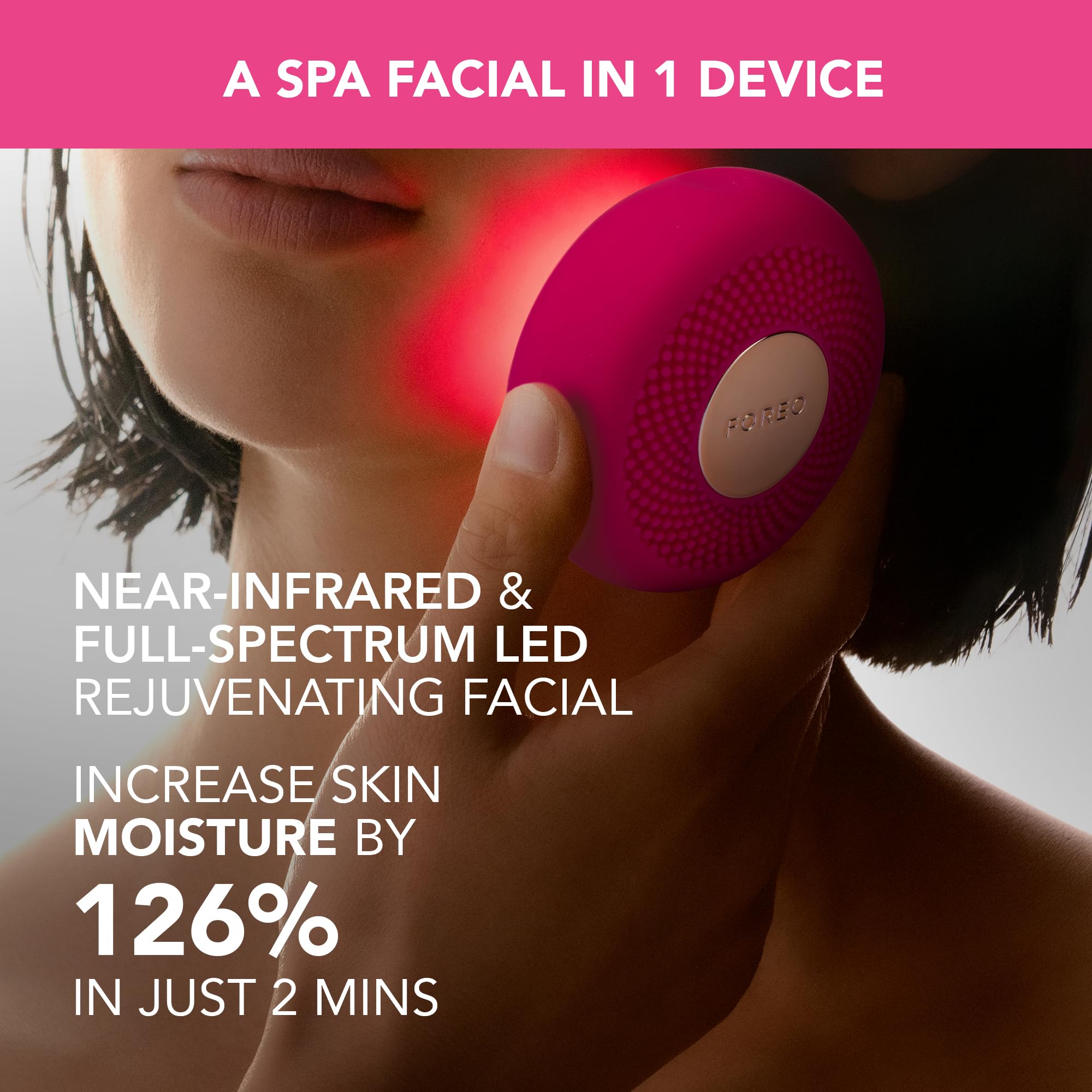 FOREO UFO 3 LED 4-in-1-Gesichtsmasken-Hautpflegegerät – Feuchtigkeitscreme – Vollspektrum-LED – Tiefenwirksames NIR- und Rotlichttherapie – Thermotherapie – T-Sonic-Massage – App-verbundene Hautpflege 2