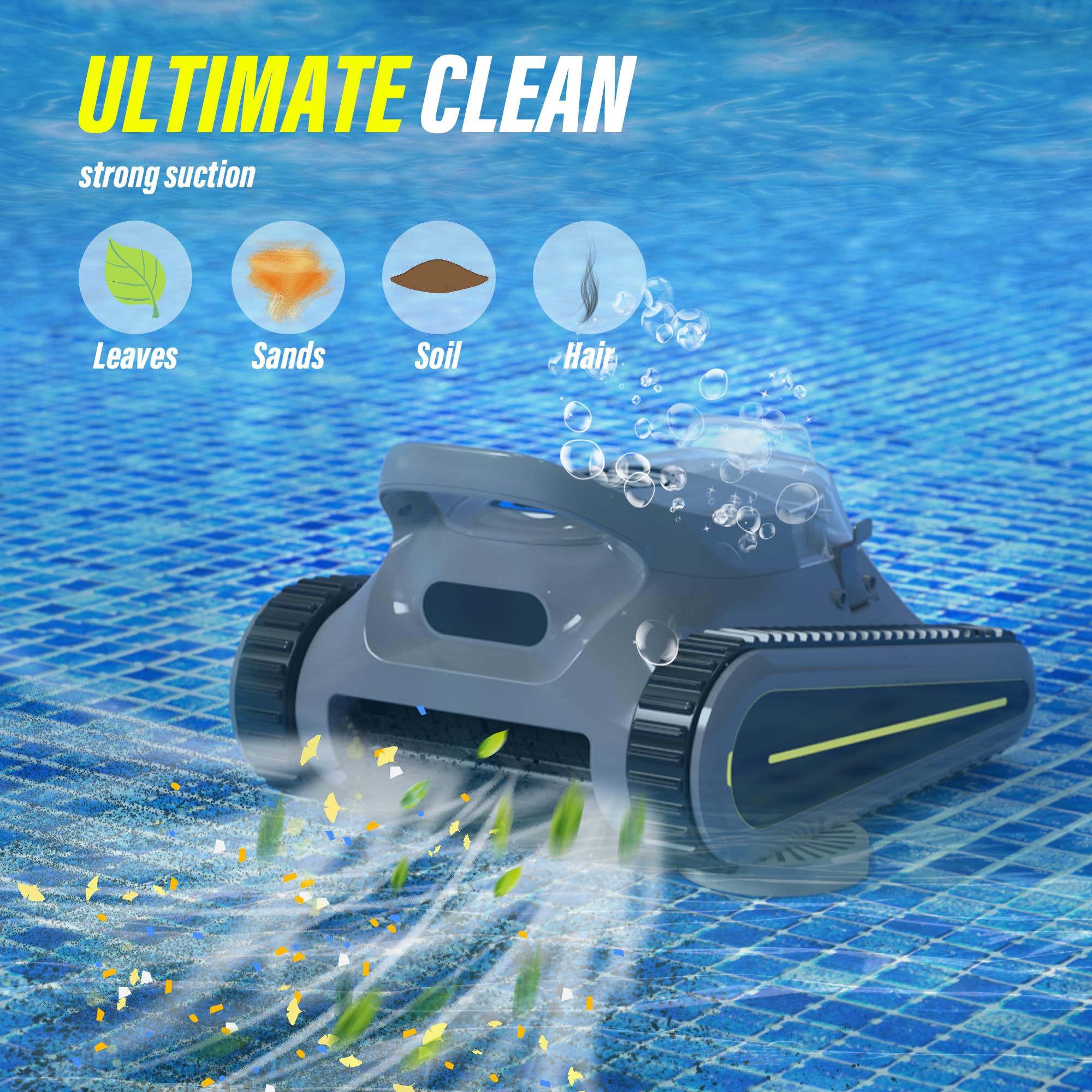 Seauto Seal SE Robotic Pool Vacuum-Intelligent Path Planning Automatic Pool Cleaner, Working Time Up to 2-2.5 Hours Cordless Pool Vacuum, Suitable for Walls and Floors of 2150 Square Feet Pool(Purple)