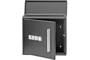 SEPOX Locking Security Mailbox Wall Mount X-Large Capacity Mail Box Galvanized Steel Post Box Mailboxes for Outside 13"x12"x5" Black Heavy-Duty Weather Proof