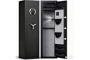 Silkight Gun Safe, 4-5 Fingerprint Gun Safes for Rifles and Shotguns with Adjustable Gun Rack & Pistol Bag, Long Gun Safe for