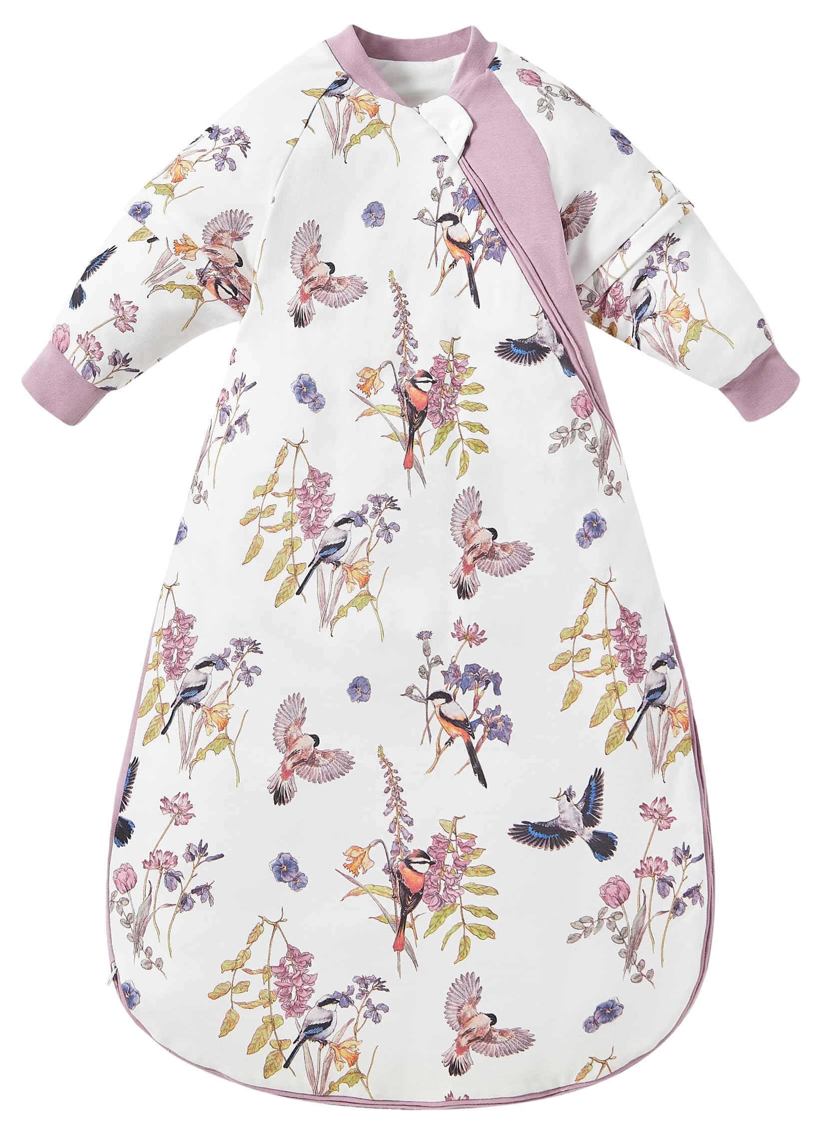 Chilsuessy Baby Sleeping Bag Winter Sleeping Sack with Detachable Sleeves 100% Cotton Wearable Blanket for Infant Toddler Boys Girls, Beautiful Magpie/3.5 Tog, 12-18 Months