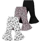 Mioglrie Baby Girl Pants Toddler Leggings 3 Pack Flare Newborn Baby Pants 3 6 9 12 18 24 Months Bell Bottoms for Girls