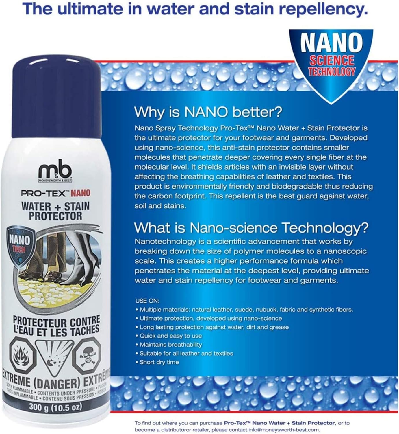 Moneysworth & Best Pro-Tex Nano Water & Stain Protector Spray: Sports & Outdoors