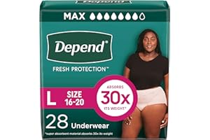 Depend Fresh Protection Adult Diapers, Incontinence & Postpartum Bladder Leak Underwear for Women, Disposable, Maximum, Large, Blush, 28 Count, Packaging May Vary