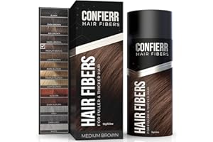 CONFIERR Hair Fibers for Men & Women (15 Grams, Medium Brown) - Fill In Fine or Thinning Hair, Instantly Thicker, Fuller Looking Hair