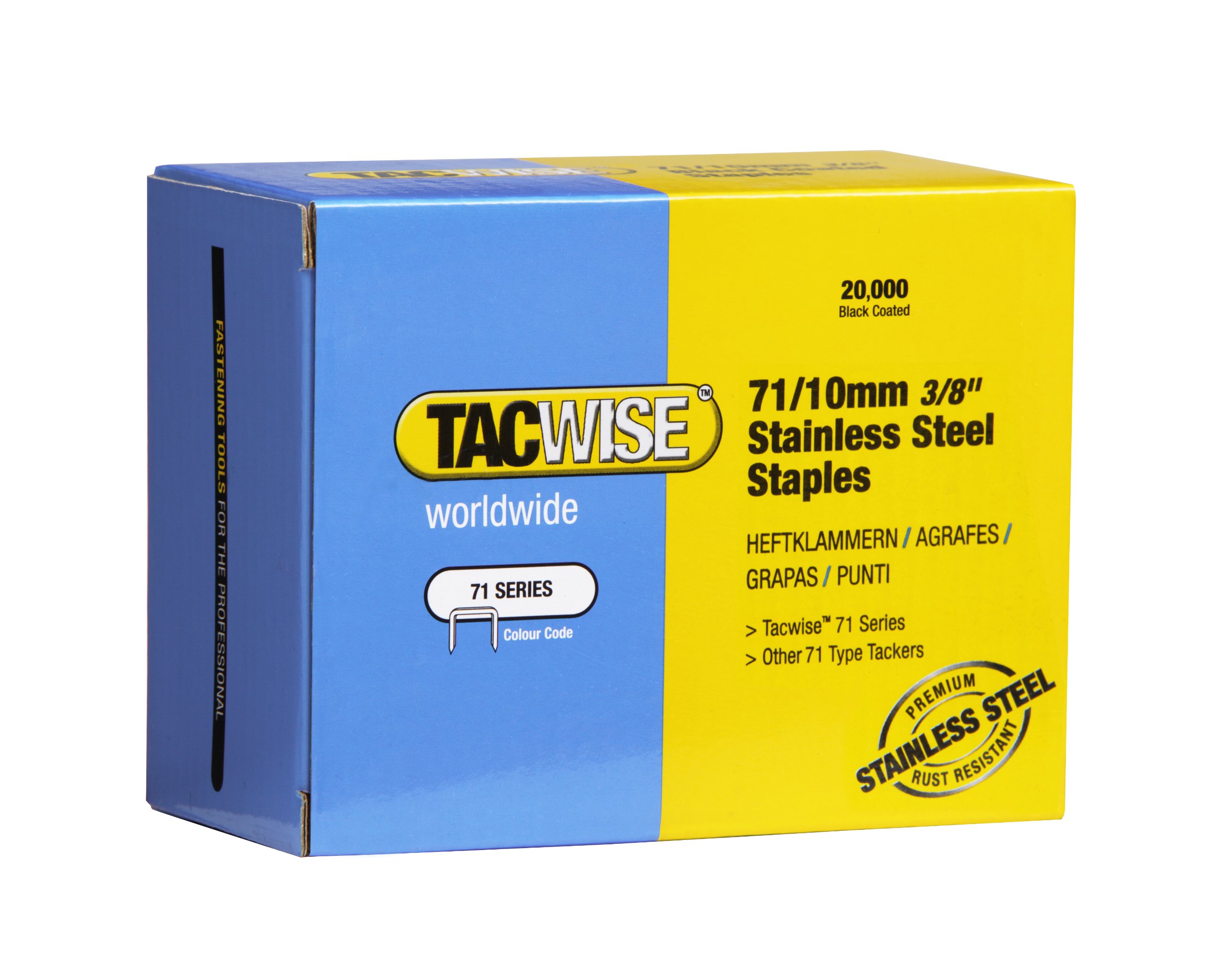 Tacwise 0375 Type 71 / 10mm Stainless Steel Upholstery Staples, Pack of 20,000