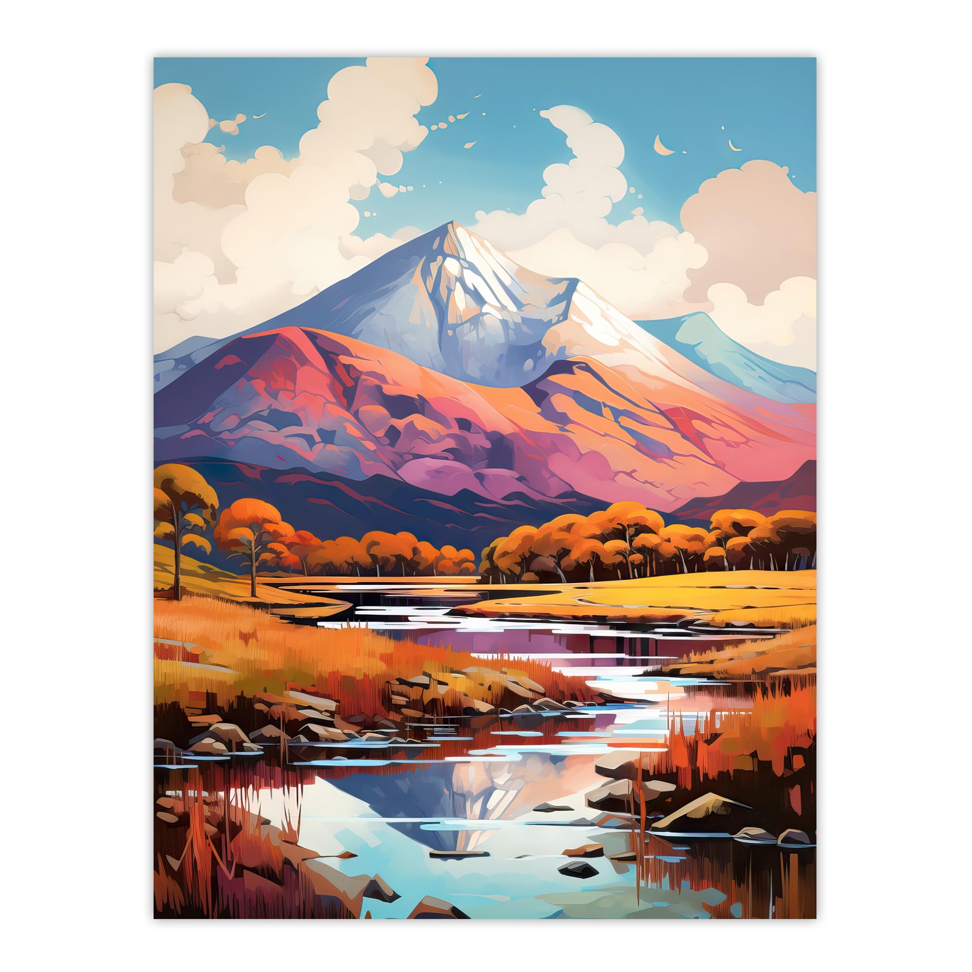 Artery8 Ben Nevis And Glen Nevis Scotland Landscape Painting Tranquil Scene Large Wall Art Poster Print Thick Paper 18X24 Inch