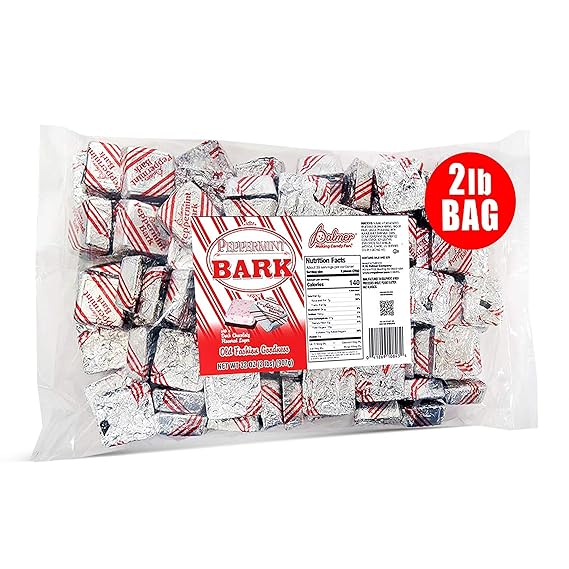 R.M. Palmer Peppermint Bark, 2 LB Bag, Bulk Bag of Peppermint Bark Holiday Themed Treats, Candy