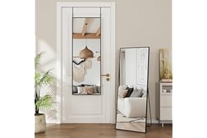 Antok Door Mirror, Full Length Mirror Over The Door, 49'' x 14''Hanging Mirrors, Wall Mirrors, Wall Mounted/Hanging/Leaning for Bedroom Livingroom Cloakroom School Home Decor, Black, Rect Comer Style