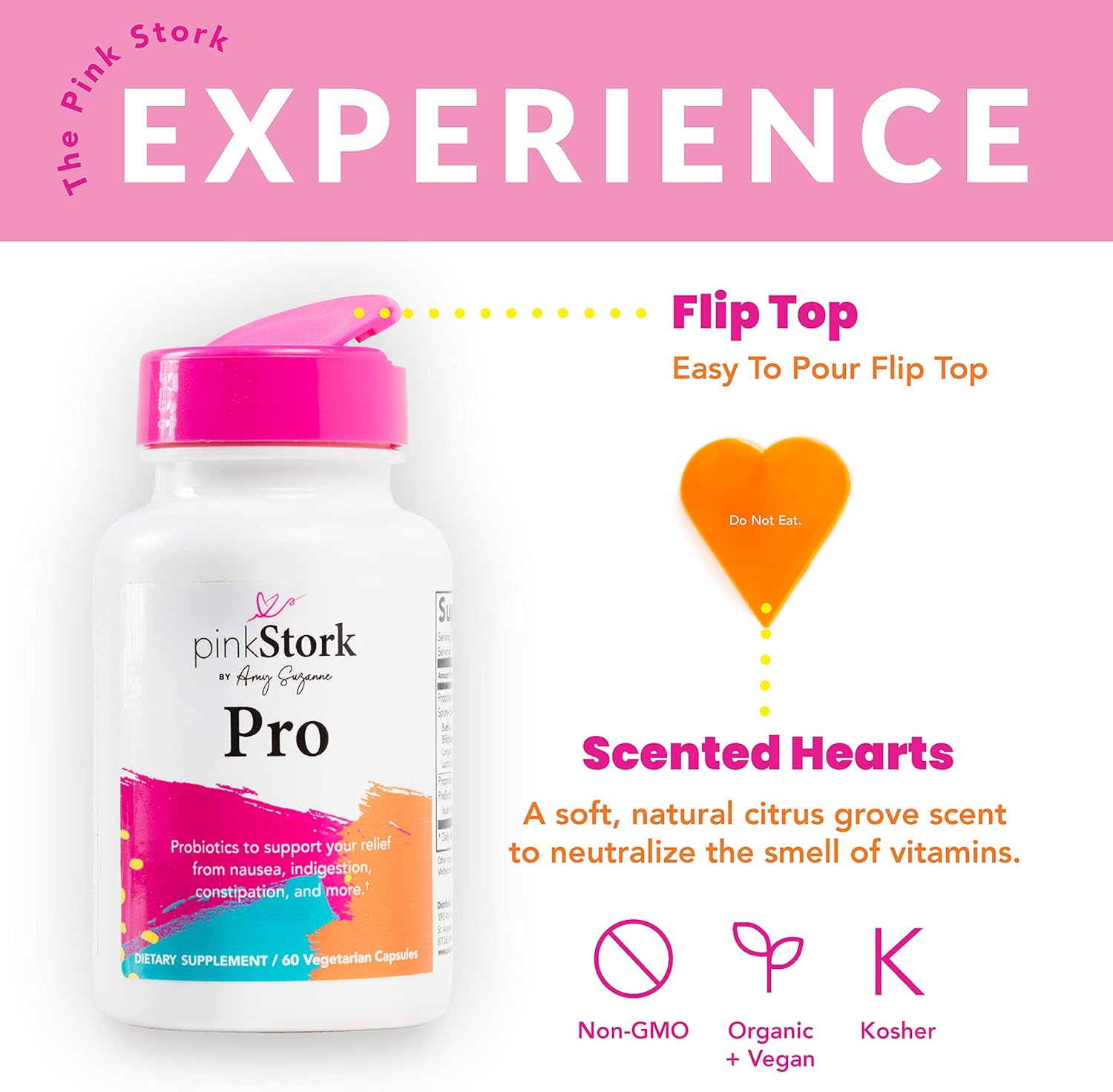 Pink Stork Pro: Prenatal Probiotics for Women, Immune Health + Gut Health + Morning Sickness Relief + Digestion, Women-Owned, 60 Capsules: Health & Personal Care